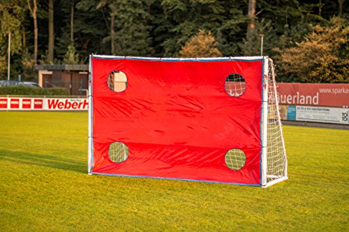 POWERSHOT® Fußballtor PRO 3 x 2 m aus uPVC, WETTERFEST, inkl. Zubehör (3 x 2m mit Torwand ROT) von POWERSHOT