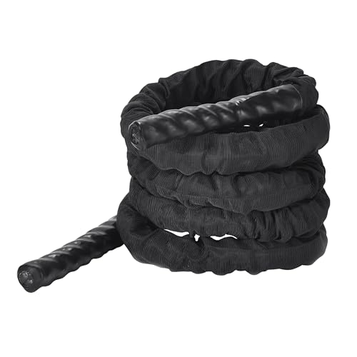 POWRX Battle Rope für Kraft und Ausdauertraining - 3-Kern Gedrehtes Design Sportseil - Trainingsseil Fitness zur Verbesserung der Körperlichen Leistungsfähigkeit - Handlich Fitness Seil von POWRX