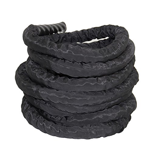 POWRX Battle Rope mit Überzug I Ø 38 oder 50 mm I Trainingsseil Sportseil Schlagseil Tau Seil für Fitness Kraft Training I versch. Länge I Wandhalterung optional (38 mm, 12 m) von POWRX