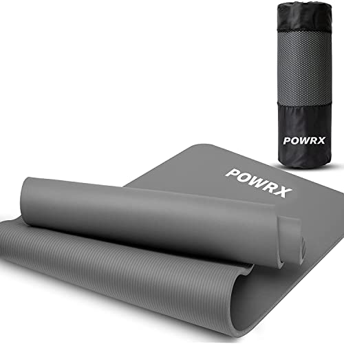 POWRX Gymnastikmatte Yogamatte (Grau 183 x 60 x 1 cm) inkl. Übungsposter I Trainingsmatte Phthalatfrei 183 x 60 x 1 cm I Matte hautfreundlich I versch. Farben von POWRX