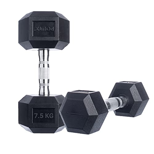 POWRX Hexagon Kurzhanteln 2 x 7,5 kg Set gummiert - Hantel-Set POWRX Hexagon Kurzhanteln 2 x 7,5 kg Set gummiert - Hantel-Set von POWRX