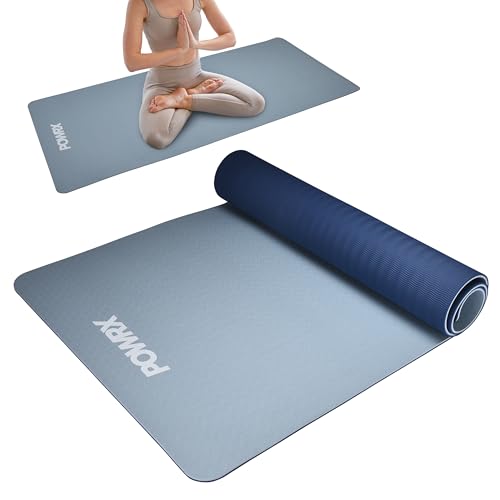 PowrX Yoga Matte extra breit - Yoga Matte rutschfest - breite Trainingsmatte ideal für Yoga, Pilates und Workout - hautfreundlich - Blau Set of 1 Gymnastikmatte - 183x81x0,8cm PowrX Yoga Matte extra breit - Yoga Matte rutschfest - breite Trainingsmatte ideal für Yoga, Pilates und Workout - hautfreundlich - Blau Set of 1 Gymnastikmatte - 183x81x0,8cm von POWRX