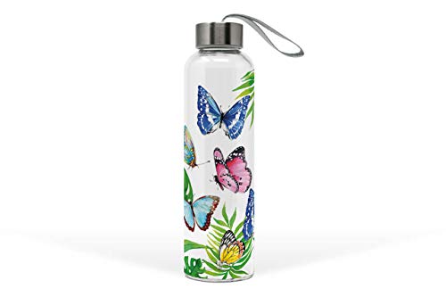 PPD Glasflasche Tropical Butterflies 550ml Glastrinkflasche PPD Glasflasche Tropical Butterflies 550ml Glastrinkflasche von FOXCUP