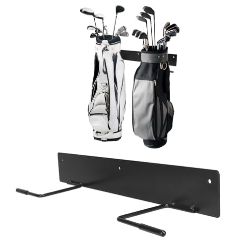 Schwarze Golftaschen-Wandhalterung, Golftaschen-Aufhänger für die Garage, hält 2 Golftaschen, Golftaschen-Wandhalterung für Garage zur Erweiterung des Stauraums von PPXHFV