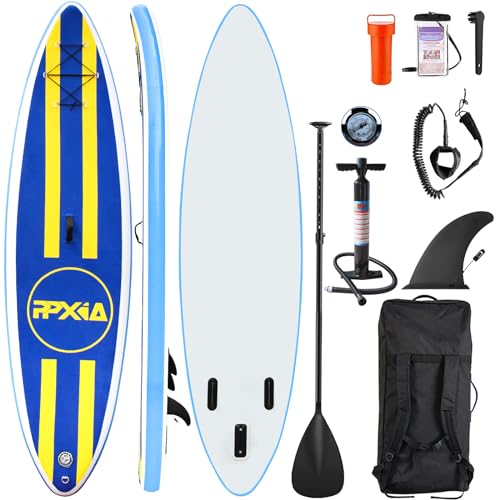 Stand Up Paddling Board, Aufblasbare SUP Board, Surfboard Tragkraft bis 200Kg, Komplettes Paddleboard Zubehör für Anfänger & Erwachsene Kinder 320x82x15cm von PPXIA