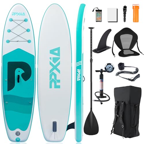 PPXIA Stand Up Paddling Board mit Sitz, Aufblasbare SUP Board, Surfboard Tragkraft bis 200Kg, Komplettes Paddleboard Zubehör für Anfänger & Erwachsene Kinder 320x82x15cm von PPXIA