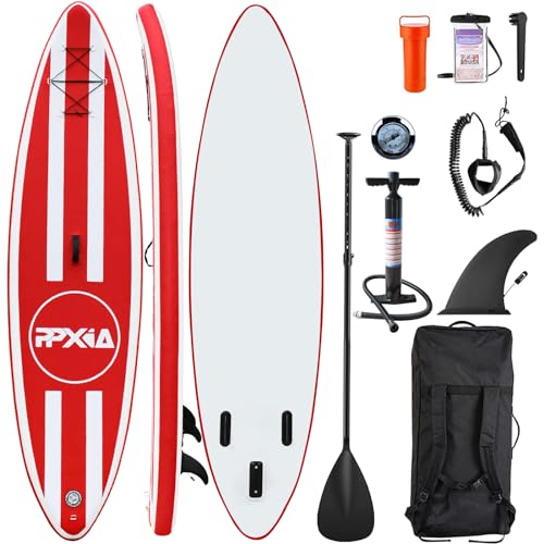 Stand Up Paddling Board, Aufblasbare SUP Board, Surfboard Tragkraft bis 200Kg, Komplettes Paddleboard Zubehör für Anfänger & Erwachsene Kinder 320x82x15cm von PPXIA