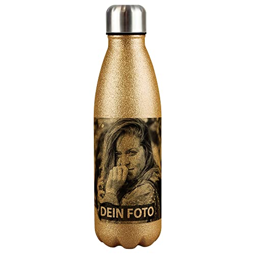 PR Print Royal Edelstahl-Trinkflasche Bedrucken - Glitzer-Trinkflasche personalisiert mit Foto - Thermosflasche, Wasserflasche BPA-frei, Camping, Schule | Personalisiertes Geschenk, Gold 500 ml PR Print Royal Edelstahl-Trinkflasche Bedrucken - Glitzer-Trinkflasche personalisiert mit Foto - Thermosflasche, Wasserflasche BPA-frei, Camping, Schule | Personalisiertes Geschenk, Gold 500 ml von PR Print Royal