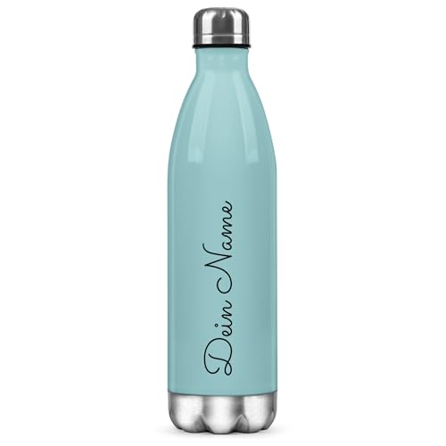 PR Print Royal Edelstahl-Trinkflasche mit Name personalisiert - Thermosflasche, Wasserflasche BPA-frei, Geschenke für Outdoor-Fans | Personalisiertes Geschenk, Hellblau, 500 ml von PR Print Royal