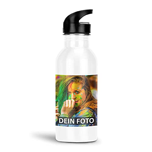 PR Print Royal Trinkflasche selbst gestalten - Geschenkidee Outdoor, Camping, Schule - mit Foto und Text Personalisieren - Edelstahl weiß, 400 ml von PR Print Royal