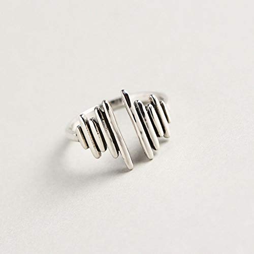 Damen 925 Sterling Silber Ringe Verstellbare,Einfache Kreative EKG-Form Ring Für Frauen Party Dekoration Geburtstag Geschenk Halloween Verschleiß von PRAK