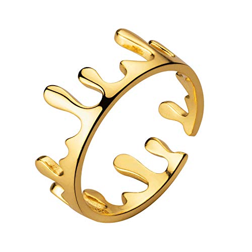 Damen Ring 925 Sterling Silber Verstellbar,Ringe Magic Krone Goldene Tropfen Ring Für Geschenk Für Frauen Avantgarde Fashion Street Kultur Party Kollokation Damen Ring 925 Sterling Silber Verstellbar,Ringe Magic Krone Goldene Tropfen Ring Für Geschenk Für Frauen Avantgarde Fashion Street Kultur Party Kollokation von PRAK