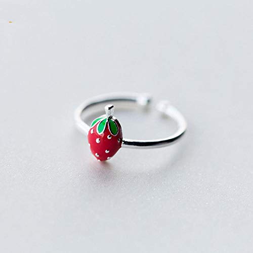PRAK Damen 925 Sterling Silber Luxus Ringe,Einstellbare Modeschmuck Erdbeere Cocktail Ring Unisex Student Style Bankett Wesentliche Kleidung Passende Geschenk PRAK Damen 925 Sterling Silber Luxus Ringe,Einstellbare Modeschmuck Erdbeere Cocktail Ring Unisex Student Style Bankett Wesentliche Kleidung Passende Geschenk von PRAK