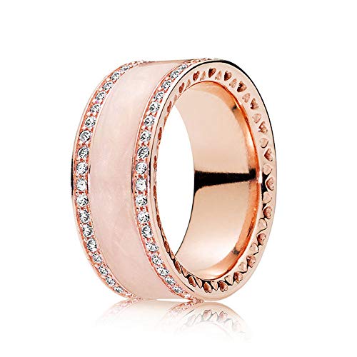 PRAK Damen 925 Sterling Silber Ringe,Einfache Art und Weise glatt Rose Gold Herz Form eleganter Stil Ring für Damen Geburtstagsgeschenk Zubehör von Drittanbietern, 8 (Durchmesser: 18,1 mm) von PRAK