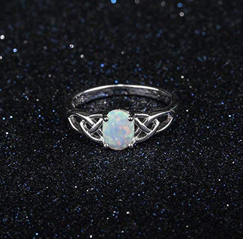 PRAK Damen 925 Sterling Silber Ringe,Vintage Mode Einstellung Farbe Opal Stein Form Ring Für Lady Zubehör Von Drittanbietern, 11 (Durchmesser 20,6 Mm) von PRAK