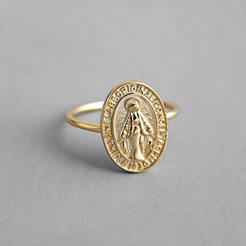 PRAK Damen 925 Sterling Silber Ringe Verstellbare,Goldene Jungfrau Maria Runder Ring Für Frauen Geburtstag Geschenk, Weihnachten Geschenk, Kreativen Stil PRAK Damen 925 Sterling Silber Ringe Verstellbare,Goldene Jungfrau Maria Runder Ring Für Frauen Geburtstag Geschenk, Weihnachten Geschenk, Kreativen Stil von PRAK