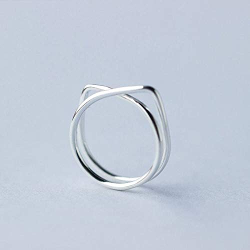 PRAK Damen 925 Sterling Silber Ringe Verstellbare,Mode Einfach Süße Katze Ohren Linienform Ring Für Dame Geburtstag Zubehör Von Drittanbietern von PRAK