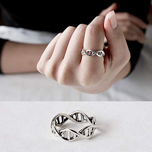 PRAK Damen 925 Sterling Silber Ringe Verstellbare,Vintage Mode Kreativ Hohlen DNA-Form Rock Style Lady Geburtstagsgeschenk Zubehör Von Drittanbietern PRAK Damen 925 Sterling Silber Ringe Verstellbare,Vintage Mode Kreativ Hohlen DNA-Form Rock Style Lady Geburtstagsgeschenk Zubehör Von Drittanbietern von PRAK