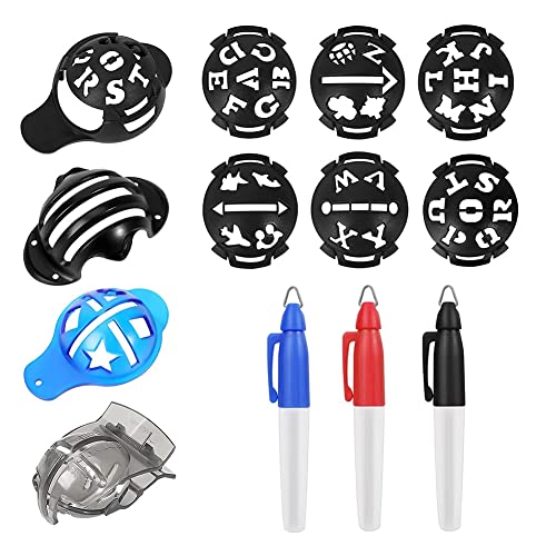 PRATYAHARA Golfball-Marker, Farblinien-Marker-Stifte, Dreispuriges Kunststoff-Golfball-Markierungs-Ausrichtungs-Werkzeug-Kit, Schwarz PRATYAHARA Golfball-Marker, Farblinien-Marker-Stifte, Dreispuriges Kunststoff-Golfball-Markierungs-Ausrichtungs-Werkzeug-Kit, Schwarz von PRATYAHARA