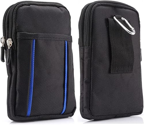 Handy Gürteltasche Herren mit Clip, Handy Hüfttaschen Klein Schwarz, Herren Handytasche mit Geldbörse Telefon Bauchtasche Gürtelclip Hülle mit Gürtel Schlaufe Karabiner für Wandern Reisen Outdoor von PRDECH