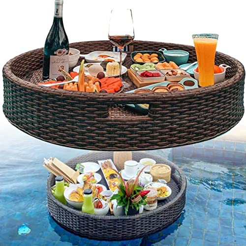 Floating Serving Trays Table Bar Round - Ideal for Pool Parties - Perfect for Serving Drinks,Brunch,and Food On The Water - Adults Swimming Pool Floats,White-80CM von PRESSLAY