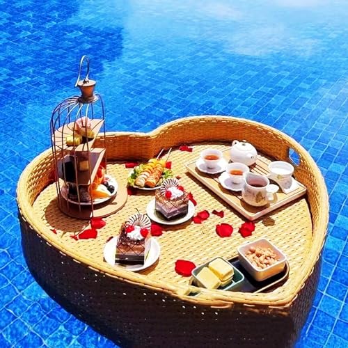 Floating Tray Heart-Shaped Floating Tray Luxury Floating Serving Tray Table and Swimming Pool Floats for Adults for Sandbars, Spas, Bath, and Parties Serving Drinks,Brunch,Food On The Water, von PRESSLAY