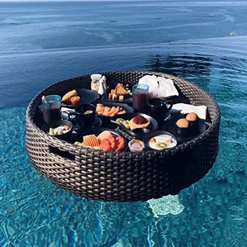 Floating Tray Table Bar Round, Swimming Pool Floats for Adults for Sandbars, Spas, Bath, and Parties | Floating Tray for Pool Serving Drinks,Food On The Water,80 * 80 * 20-Black von PRESSLAY