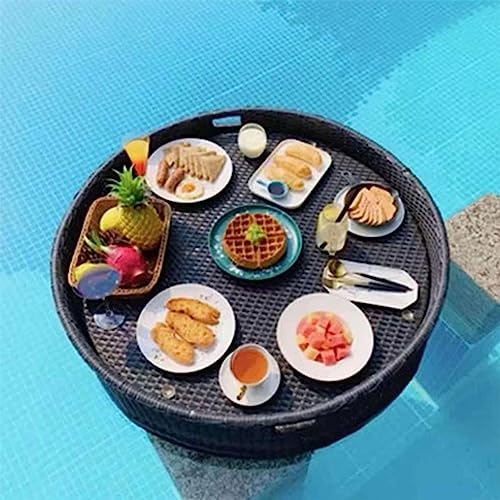 Floating Tray Table Bar Serves Breakfast Tray for Swimming Pool, Beach Party Float Breakfast, Swimming Pool Floats for Adults for Sandbanks, Spas, Baths, and Parts, Black von PRESSLAY