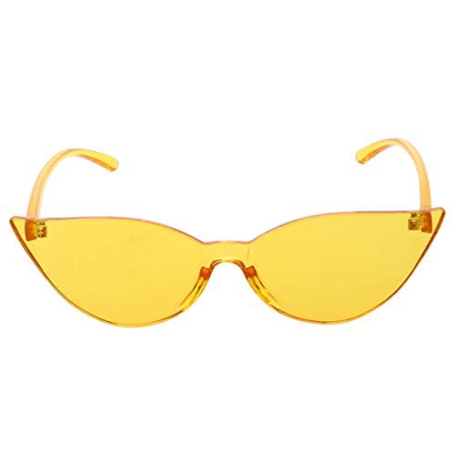 PRETYZOOM Katzenaugen Brille Vintage Sonnenbrille Frauen Schutzbrille Eyewear Cat Eye Style UV-Schutz Brillen Retro Breite Rahmen Gläser für Damen Gelb von PRETYZOOM