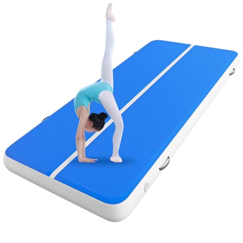 Air Matte Track Aufblasbare Gymnastikmatte 4x2x0,2m Mit Luftpumpe, Tragbare Tumbling Matte für Zuhause, Outdoor, Yoga, Übungsgymnastik & Training von PRIJESSE