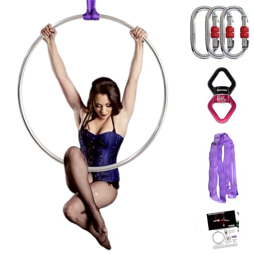 PRIOR FITNESS Premium Aerial Hoop Set 85cm/90cm/95cm Aerial Lyra Hoop Fully Strength Tested 200KG/500LBS Kein Punkt Aerial Dance Circus Ring for Yoga Acrobatics Gymnastics (Luftring 0 Punkt, 95) von PRIOR FITNESS