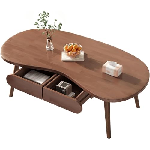 PRMTYUP Couchtisch, Couchtisch Aus Massivholz Mit Stauraum, Rustikaler Couchtisch Aus Holz Im Landhausstil, Für Wohnzimmer, Balkon, Home Office,A,100cm von PRMTYUP