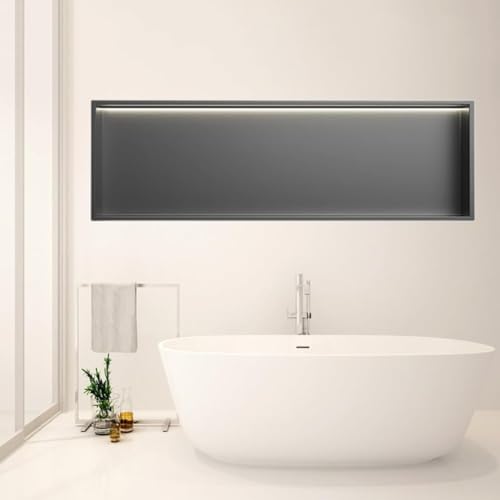 PRMTYUP Edelstahl Wandnische Dusche Mit LED-Licht, Wandnische Für Badezimmer, Einbau-Duschregal, Keine Fliesen Erforderlich, Wandnische,Grau,62cm PRMTYUP Edelstahl Wandnische Dusche Mit LED-Licht, Wandnische Für Badezimmer, Einbau-Duschregal, Keine Fliesen Erforderlich, Wandnische,Grau,62cm von PRMTYUP