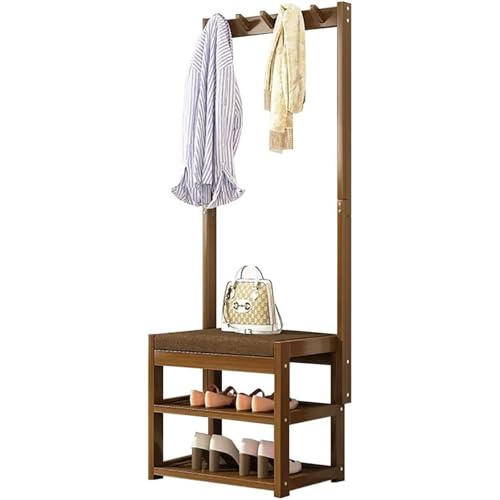 PRMTYUP Garderobe, Kleiderständer, Multifunktions Garderobe, Freistehende Kleiderstange, Für Wohnzimmer, Flur, Büro, Schlafzimmer,Braun,50cm von PRMTYUP