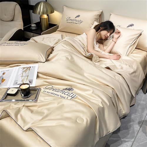 PRMTYUP Simple Summer Blanket Made of Ice Silk, Summery Cool Thin Quilt, Washable and Lightweight Summer Blanket, Cooling Blanket for Hot Sleepers, Ice Silk Comforter,G,180 * 220cm Quilt von PRMTYUP