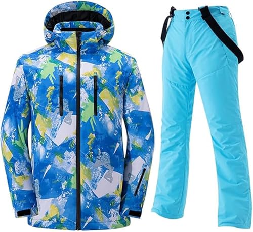 PRMTYUP Skijacke Und -Hose, Warme Snowboard-Schneemantel-Sets FüR Den Winter 2024, Winddichter, Wasserdichter, Isolierter Schneeanzug, Skianzug-Set Zum Skifahren,02,3XL von PRMTYUP