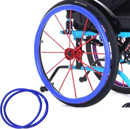 PRMTYUP Wheelchair Cover, Wheelchair Handrim Covers,1 Pair Silicone Wheelchair Push Rim Covers Non-Slip Hand Push Ring Protective Cover,Rear Wheel Grips Accessories,Blau,22in von PRMTYUP