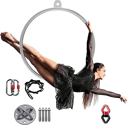 PRMTYUP Yoga Aerial Hoop Set Für Erwachsene Tanzfitnessausrüstung Großes Metall Art Yoga Hoop Kit Für Akrobatisch Für Home -Fitness -Zirkusse,Metallisch,90CM PRMTYUP Yoga Aerial Hoop Set Für Erwachsene Tanzfitnessausrüstung Großes Metall Art Yoga Hoop Kit Für Akrobatisch Für Home -Fitness -Zirkusse,Metallisch,90CM von PRMTYUP