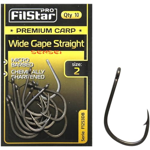 PRO Filstar 10 Stück Angelhaken Set Wide Gape Straight N2 - Karpfenhaken-Set - Karpfen Angeln Zubehör PRO Filstar 10 Stück Angelhaken Set Wide Gape Straight N2 - Karpfenhaken-Set - Karpfen Angeln Zubehör von PRO Filstar
