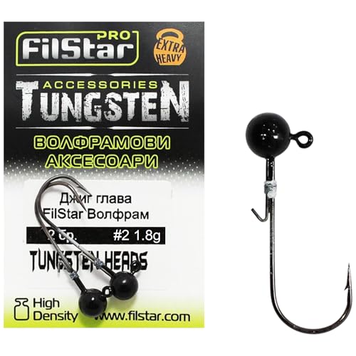 PRO FILSTAR 2 STK Wolfram Jigköpfe 1,8g mit Angelhaken N2 - Gummifisch Jigkopf - Jig Köpfe mit Haken - Jighaken Montage - Jig Head Sport Set - Fishing Hooks - Jighead - Angelzubehör - Angeln Zubehör PRO FILSTAR 2 STK Wolfram Jigköpfe 1,8g mit Angelhaken N2 - Gummifisch Jigkopf - Jig Köpfe mit Haken - Jighaken Montage - Jig Head Sport Set - Fishing Hooks - Jighead - Angelzubehör - Angeln Zubehör von PRO Filstar