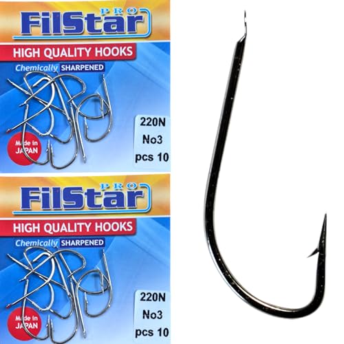 PRO FILSTAR 20Stk Angelhaken Set N3 - Karpfenangeln Haken - Karpfen Angeln Zubehör - Widerhaken Karpfenhaken - Carp Fishing Straight Hooks - Karpfen Rigs - Angelzubehör - Method Feeder – Accessories von PRO Filstar