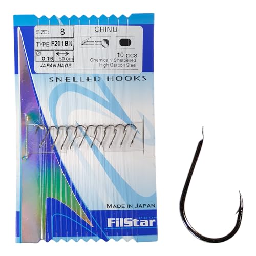 PRO FILSTAR Angelhaken Set mit Vorfach 10 Stück, N8 - Gebundene Haken mit Mono Angelschnur 50cm, Dia 0,16mm - Karpfenangeln - Karpfen Angeln Zubehör - Karpfenhaken - Carp Fishing Hooks – Angelzubehör PRO FILSTAR Angelhaken Set mit Vorfach 10 Stück, N8 - Gebundene Haken mit Mono Angelschnur 50cm, Dia 0,16mm - Karpfenangeln - Karpfen Angeln Zubehör - Karpfenhaken - Carp Fishing Hooks – Angelzubehör von PRO Filstar