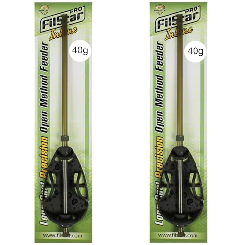 PRO FILSTAR Inline Long Cast Method Feeder Set 2 x 40g Futterspender - Open Futterkorb - Karpfen Angeln Montage - Karpfenangeln Zubehör – Carp Fishing - Grundangeln - Angelnzubehör für Feederrute PRO FILSTAR Inline Long Cast Method Feeder Set 2 x 40g Futterspender - Open Futterkorb - Karpfen Angeln Montage - Karpfenangeln Zubehör – Carp Fishing - Grundangeln - Angelnzubehör für Feederrute von PRO Filstar