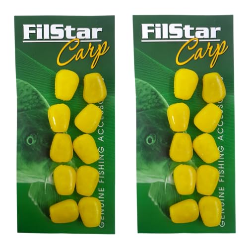 PRO FILSTAR Kunstköder Set Mais 20 Gelb Stück - Künstlicher Karpfen Angelköder Set - Karpfenköder - Angel Köder - Haken Angelzubehör - Weichen Köder - Boilies Stopper - Method Feeder Bait – Gummiköder von PRO Filstar