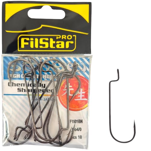 PRO FILSTAR Offset Haken Set 10 STK N4/0 – Wurmhaken - Cheburashka Haken - Dropshot Haken - Jighaken für Gummifische Montage - Jig Head - Fishing Hooks Sport Set - Zander & Hecht & Forelle Angelhaken PRO FILSTAR Offset Haken Set 10 STK N4/0 – Wurmhaken - Cheburashka Haken - Dropshot Haken - Jighaken für Gummifische Montage - Jig Head - Fishing Hooks Sport Set - Zander & Hecht & Forelle Angelhaken von PRO Filstar