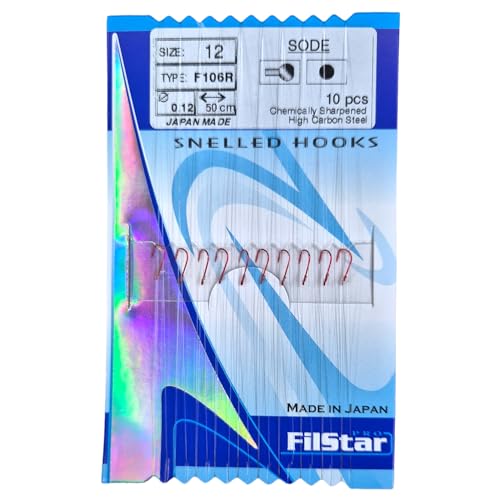 PRO FILSTAR Rotes Angelhaken Set mit Vorfach 10 Stk, Größe 12, Mono Angelschnur 50cm,DIA 0,12mm - Schleien & Weißfische Gebundene Haken - Fishing Hook - Vorfachschnur - Monofiler Vorfächer - Sport Set PRO FILSTAR Rotes Angelhaken Set mit Vorfach 10 Stk, Größe 12, Mono Angelschnur 50cm,DIA 0,12mm - Schleien & Weißfische Gebundene Haken - Fishing Hook - Vorfachschnur - Monofiler Vorfächer - Sport Set von PRO Filstar