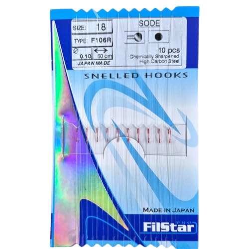 PRO FILSTAR Rotes Angelhaken Set mit Vorfach 10 Stk, Größe 18, Mono Angelschnur 50cm,DIA 0,10mm - Schleien & Weißfische Gebundene Haken - Fishing Hook - Vorfachschnur - Monofiler Vorfächer - Sport Set PRO FILSTAR Rotes Angelhaken Set mit Vorfach 10 Stk, Größe 18, Mono Angelschnur 50cm,DIA 0,10mm - Schleien & Weißfische Gebundene Haken - Fishing Hook - Vorfachschnur - Monofiler Vorfächer - Sport Set von PRO Filstar