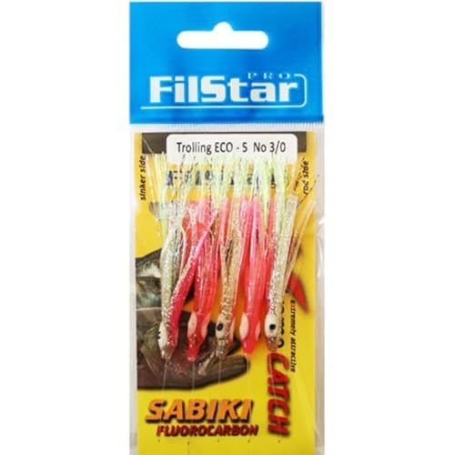 PRO FILSTAR Sabiki Octopus Rig mit 5 Angelhaken N3/0 - Fluorocarbon Vorfach Dia 0,50mm - Hering Köder - Meeresangeln Makrelenvorfach & Heringsvorfach - Heringsangeln - Makrele & Blue Fish Angelköder PRO FILSTAR Sabiki Octopus Rig mit 5 Angelhaken N3/0 - Fluorocarbon Vorfach Dia 0,50mm - Hering Köder - Meeresangeln Makrelenvorfach & Heringsvorfach - Heringsangeln - Makrele & Blue Fish Angelköder von PRO Filstar