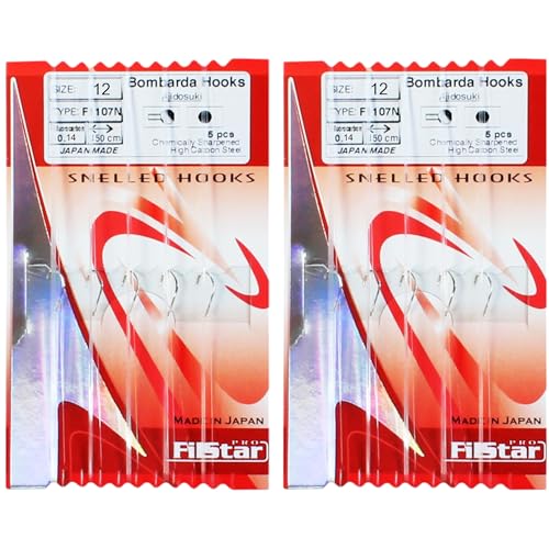 PRO FILSTAR Sbirolino Angelhaken Set mit Vorfach 10 Stück, Größe 12, Fluorocarbon 150cm, Dia 0,14mm - Angeln Zubehör für Forelle & Zargan - Meeresangeln Haken Set - Sport Set Hooks - Fishing Rig PRO FILSTAR Sbirolino Angelhaken Set mit Vorfach 10 Stück, Größe 12, Fluorocarbon 150cm, Dia 0,14mm - Angeln Zubehör für Forelle & Zargan - Meeresangeln Haken Set - Sport Set Hooks - Fishing Rig von PRO Filstar