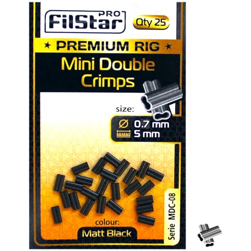 PRO Filstar Angeln Doppel Hülsen 25x5mm, Dia 0.7mm - Double Crimps - Quetschhülsen Set für Stahlvorfach - Doppel Klemmhülsen für Angelvorfach & Angelschnur - Angelzubehör Set - Fishing Kit von PRO Filstar